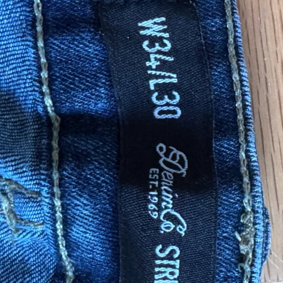 Denim & Flower Super Stretchy Distressed Blue Jeans – Navy (Size 34x30) - Picture 4 of 4